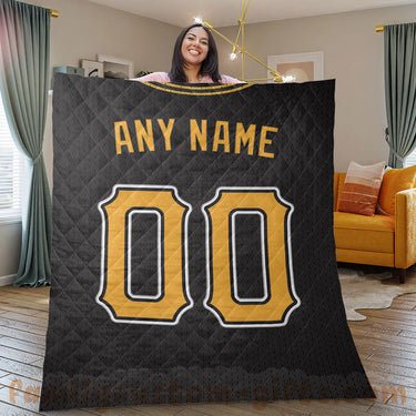 Custom Premium Quilt Blanket Pittsburgh Jersey Baseball Personalized Quilt Gifts for Her & Him